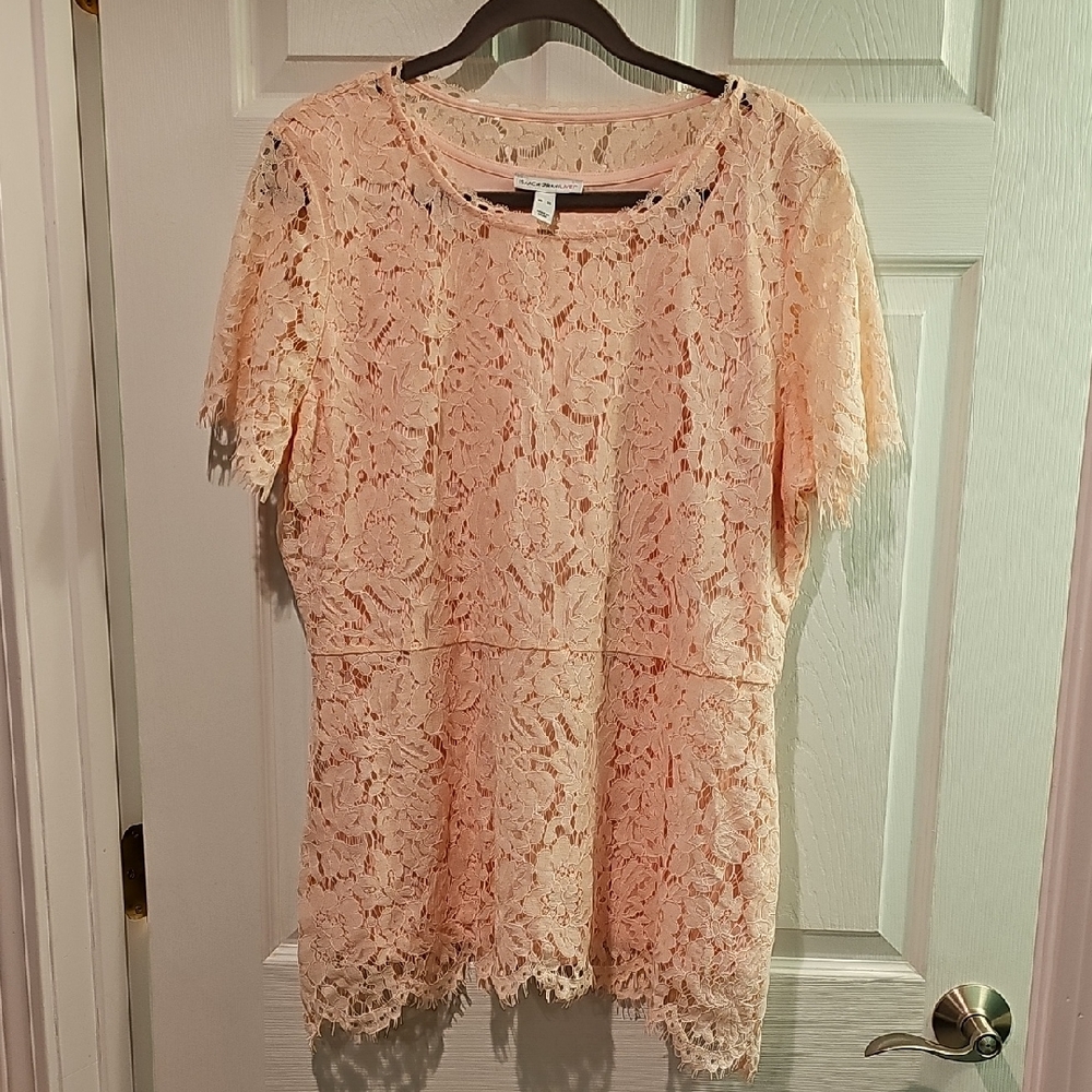 Isaac Mizrahi Pink Lace Blouse